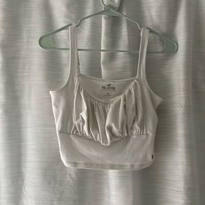 White ruffled cropped top
